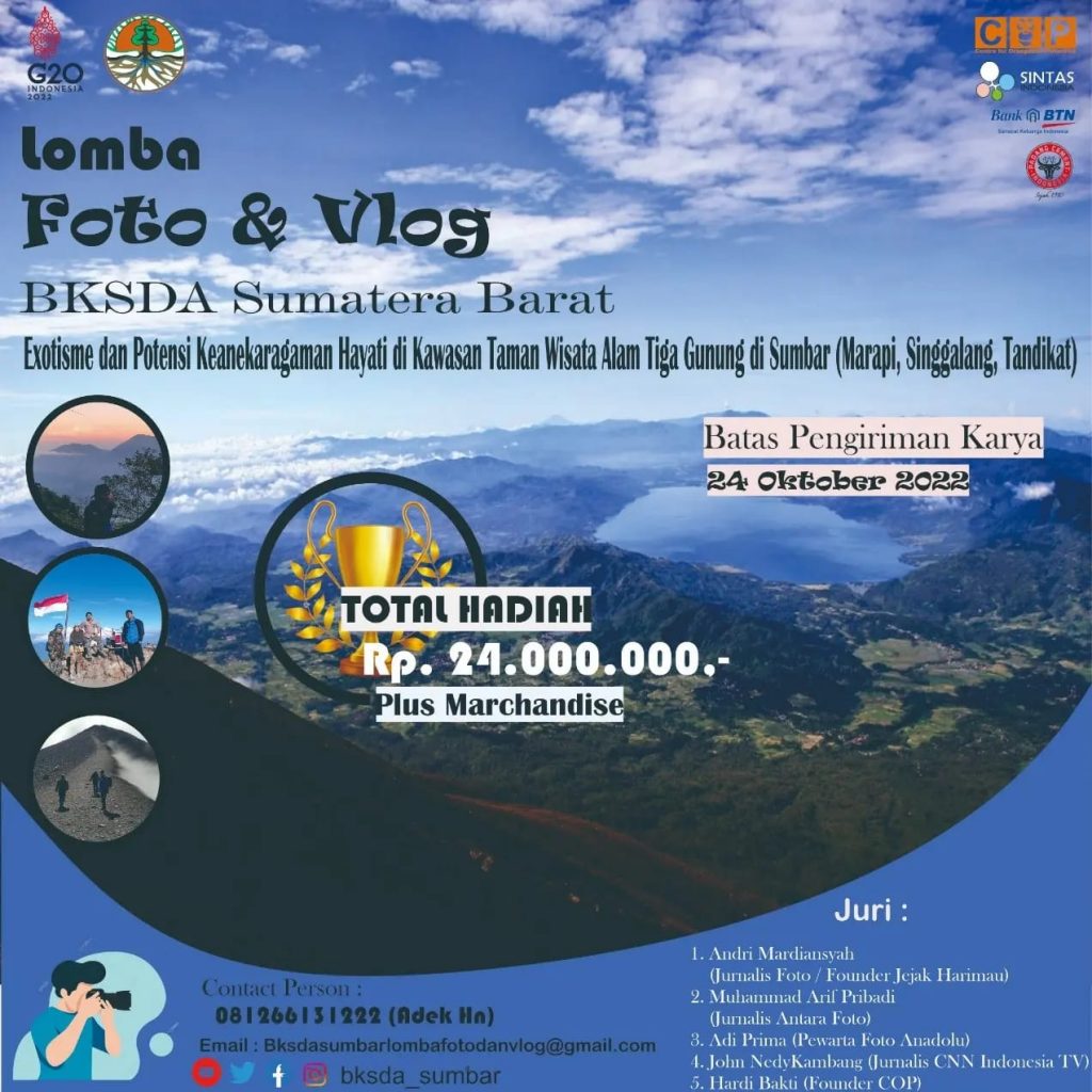 lomba foto dan vlog dengan tema ” Exotisme dan Potensi Keanekaragaman Hayati di Kawasan Taman Wisata Alam Tiga Gunung